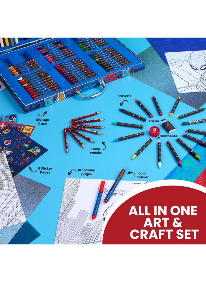 MARVEL Marvel Spiderman Art Set for Kids Colouring Pencils Coloring Markers Drawing Kit Crayons Stickers Marker Set in Travel Case Gifts for Kids (Multi Spiderman) - Image 4