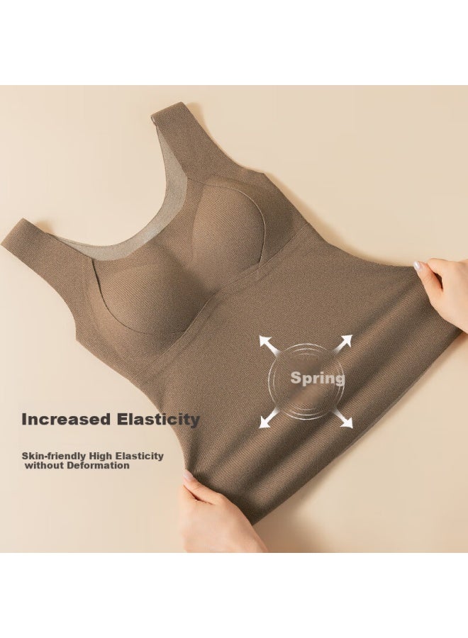 Miiow Women's Thermal Underwear, Ladies' Wool And Silk Double-sided Fleece Warm Clothing, Thermal Vest With Chest Pads, Basic Base Layer - Image 3