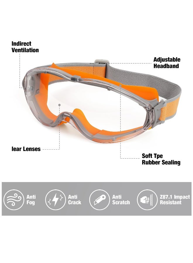 Safety Goggles for Men and Women, Anti Fog Scratch Resistant Clear Lens, Fit over Glasses, Industrial Grade Safety Glasses for Labs, Home, Work, Woodworking - Image 2