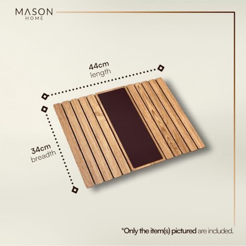 MASON HOME Sofa Rectangular Armrest Tray - Light Brown Full Grain Bamboo Wood with Anti Slip Pad | Dining Tray | Home & Office Décor | Furniture | Serving Platter for Drinks - Appetizer - Snack Bowls - Image 2