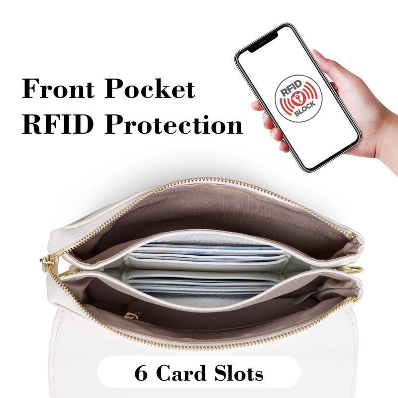 MINICAT RFID Blocking Small Crossbody Bags for Women Vegan Leather Mini Travel Purses Cell Phone Purse Cross Body Bag (White Small) - Image 5
