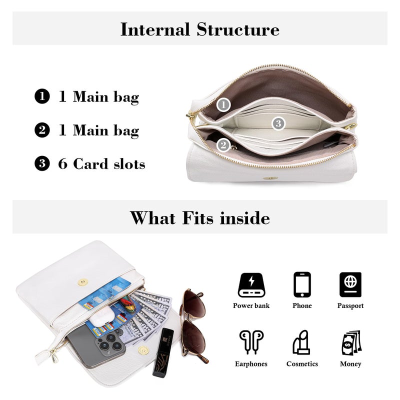 MINICAT RFID Blocking Small Crossbody Bags for Women Vegan Leather Mini Travel Purses Cell Phone Purse Cross Body Bag (White Small) - Image 4