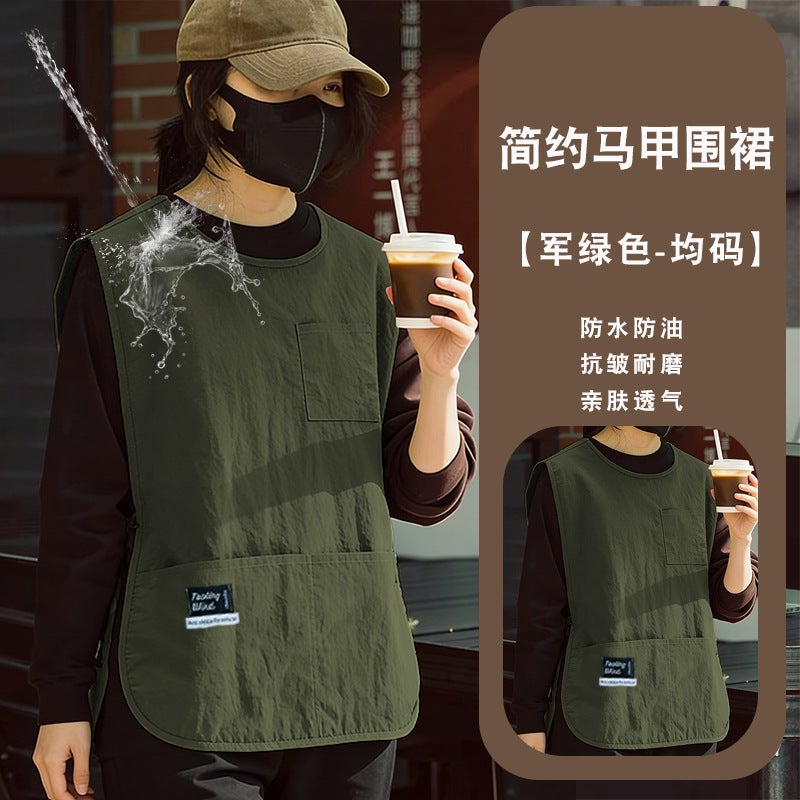 Waterproof Barista Apron With Custom Logo Printing, Work Clothes For Women, Special For Milk Tea, Bakery, Kitchen And Catering - Image 1