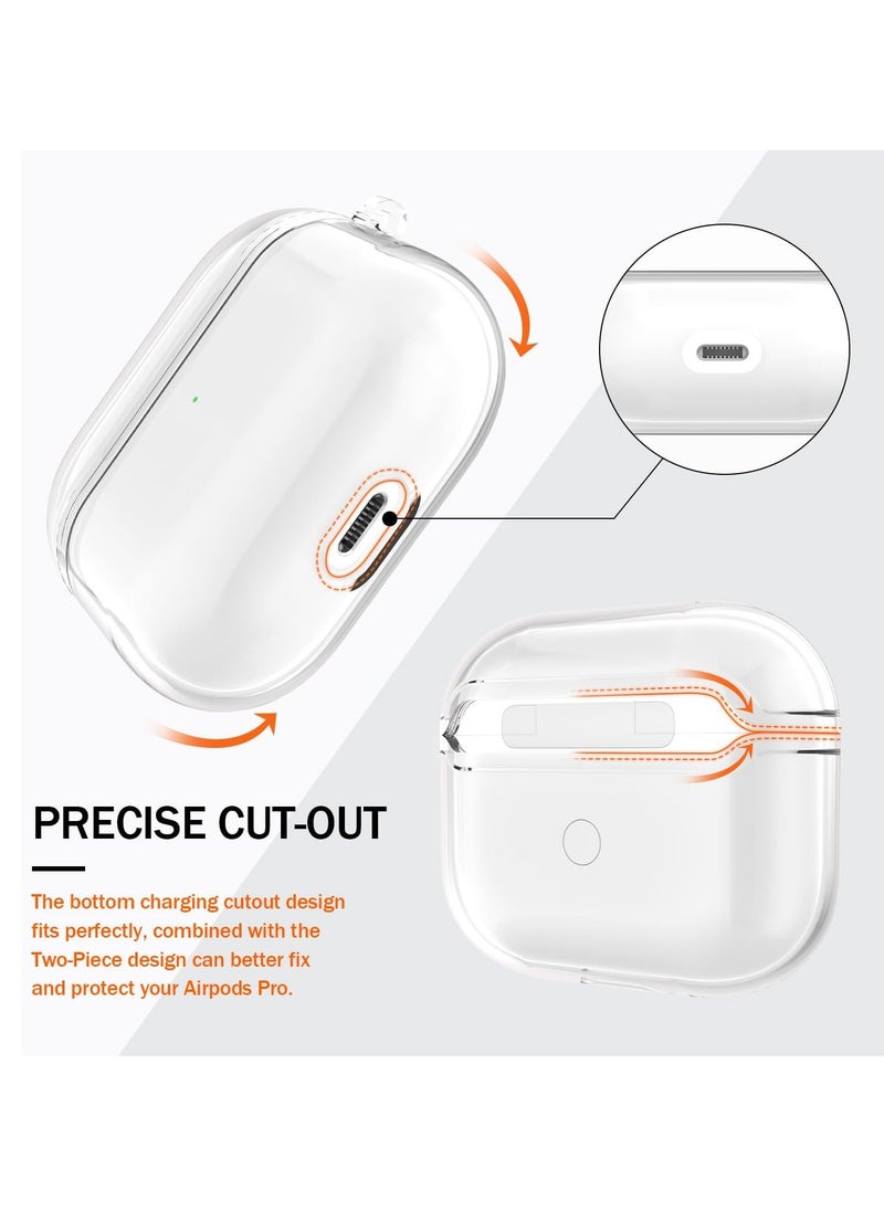Hihonor - Airpods pro2 Generation Case Cover, Military Grade Soft Transparent TPU Shockproof Protective Case with Cleaning Pen for Apple Airpods pro2  Charging Case （Clear White） - Image 1