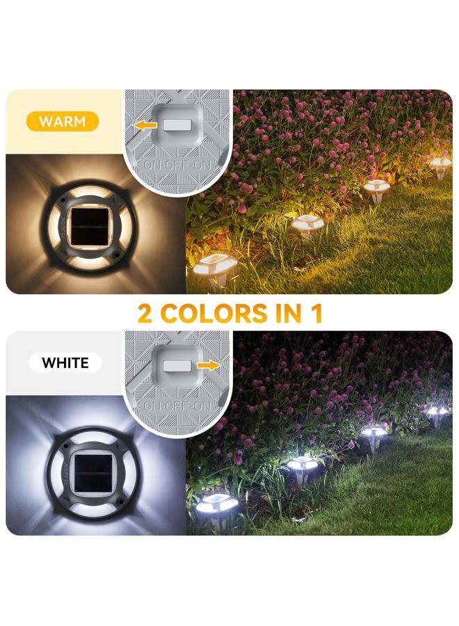 AGPtek Solar Driveway Lights 12 Pack, 2 Colors in 1 Outdoor Solar Deck Dock Marine Waterproof LED Driveway Marker Security Lights for Outside Pathway,Boat Dock,Step,Walkway,Path,Garden (Warm & White) - Image 3
