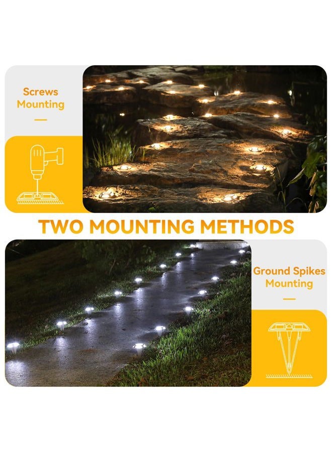 AGPtek Solar Driveway Lights 12 Pack, 2 Colors in 1 Outdoor Solar Deck Dock Marine Waterproof LED Driveway Marker Security Lights for Outside Pathway,Boat Dock,Step,Walkway,Path,Garden (Warm & White) - Image 2