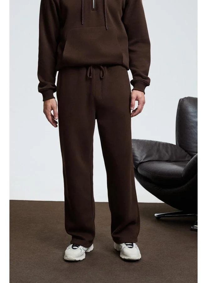 GRIMELANGE BENSON Men's Corded Elastic Waist Relaxed Fit Brown Sweatpants.