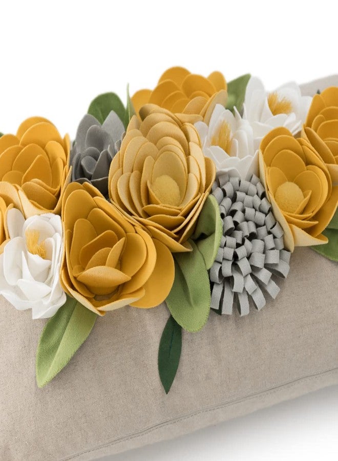 OiseauVoler Decorative 3D Flower Throw Pillow Covers Accent Floral Pillowcases for Couch Bed Home Living Room Farmhouse Decor 12x20 Inch Yellow - Image 3
