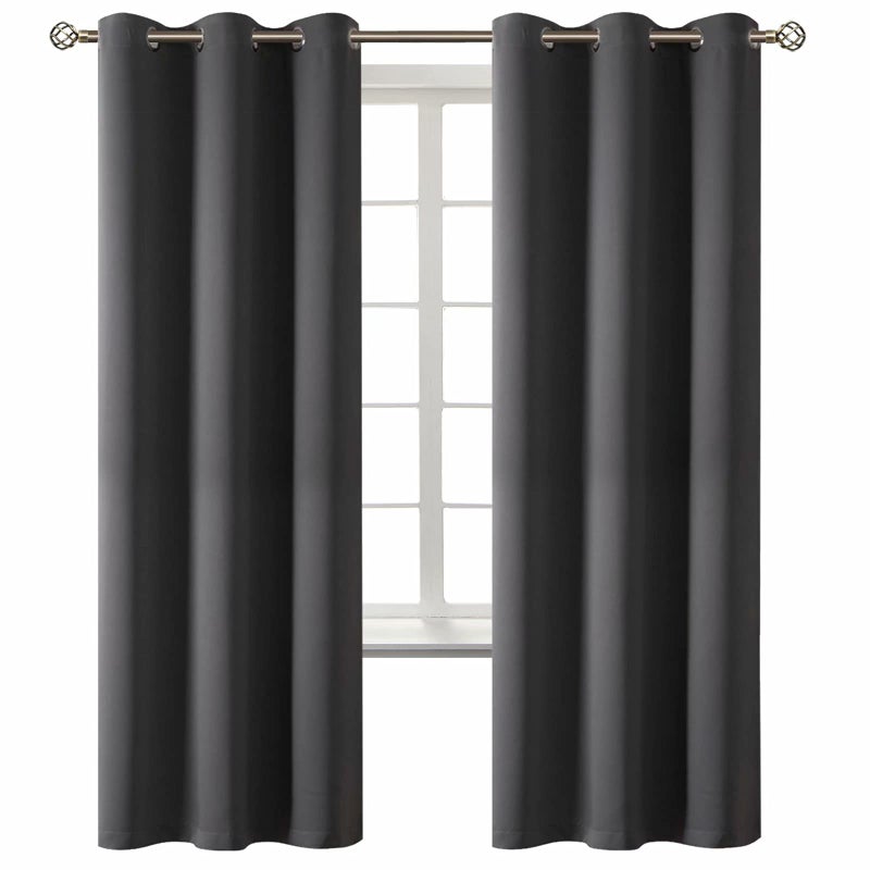 BGment Blackout Curtains  Grommet Thermal Insulated Room Darkening Bedroom and Living Room Curtain Set of 2 Panels 42 x 72 Inch Dark Grey