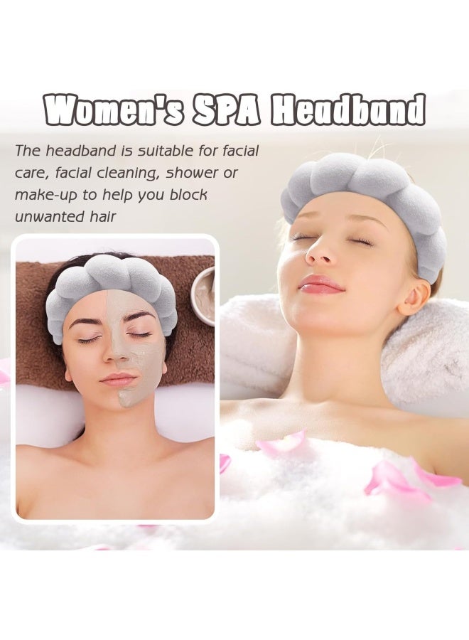 Premify Spa Sponge Headbands And 2 Wristbands Set For Women And Girls Makeup Removal Headband And Terry Towel Cloth Fabric Hair Band For Washing Face - Image 3