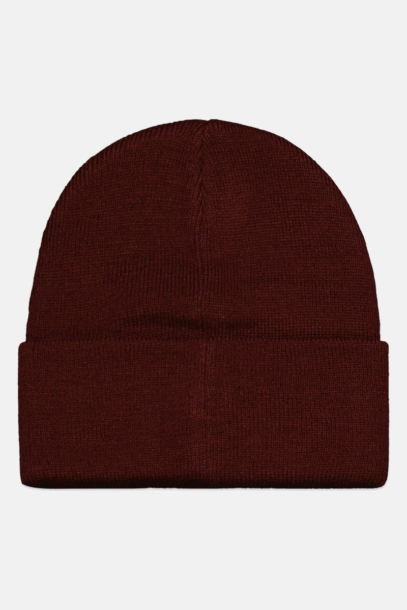 Levi's Men Embroidered Brand Logo Knitted Beanie, Maroon - Image 2