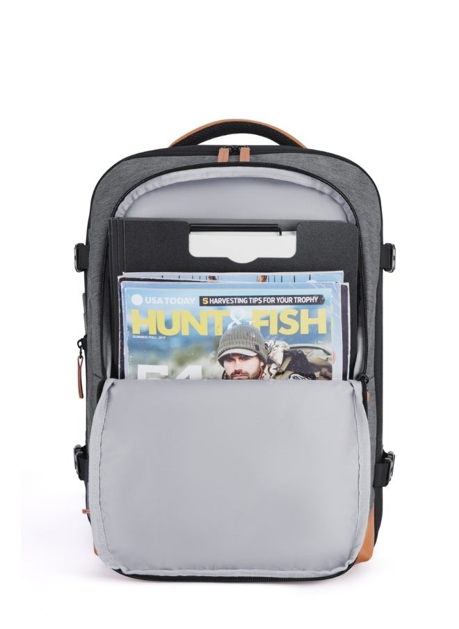 BAGSMART Grey Falco 40L Expandable Airline Approved Carry On Travel Backpack