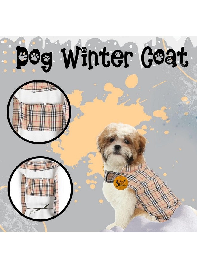 سايج سكوير معطف الكلب الملون الشتوي - حماية من جميع الأحوال الجوية، مقاوم للرياح، بطانة من الصوف المريحة، أشرطة قابلة للتعديل، تصميم متين، أنيق، مريح، سترة (كريمي وأبيض، صغير) - Image 3