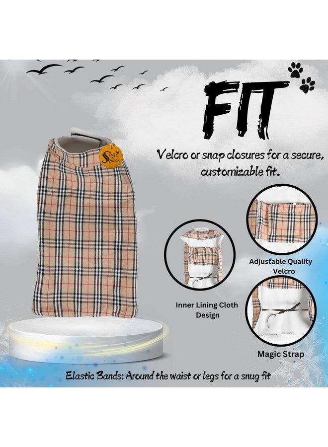 سايج سكوير معطف الكلب الملون الشتوي - حماية من جميع الأحوال الجوية، مقاوم للرياح، بطانة من الصوف المريحة، أشرطة قابلة للتعديل، تصميم متين، أنيق، مريح، سترة (كريمي وأبيض، صغير) - Image 4