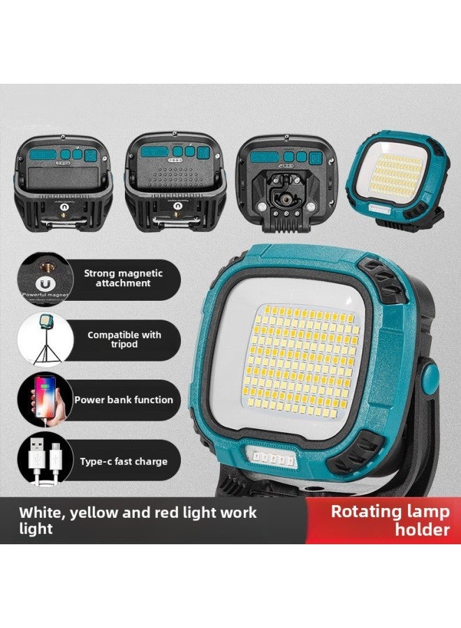 Multi-gear Cob Adjustable Work Lamp Multi-functional Magnetic Flashlight With Four Light Sources Outdoor Large-Color:W895-2 Blue (built-in Battery Model)  - Image 2