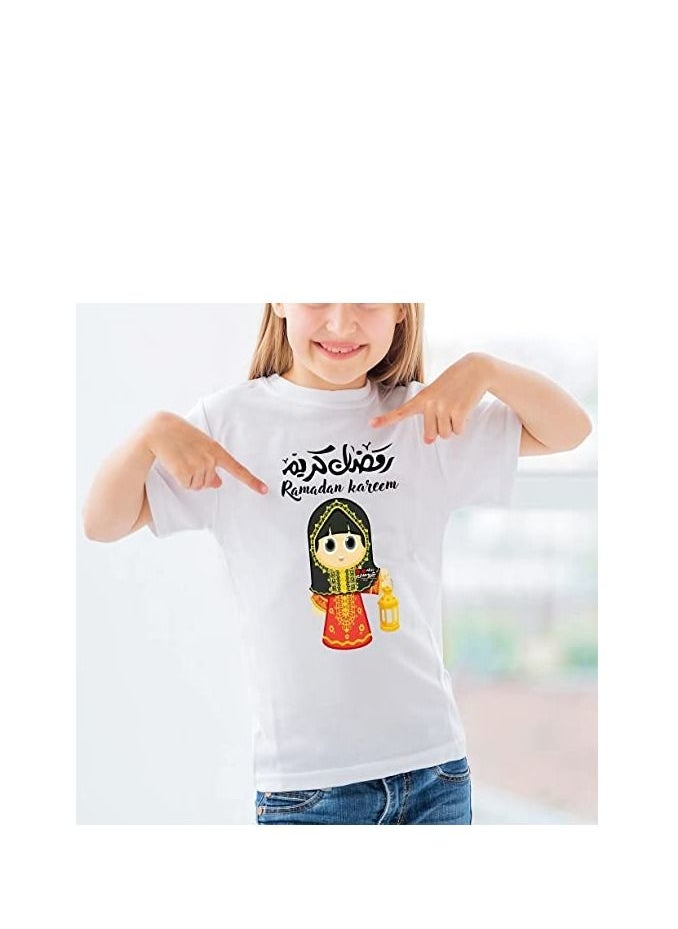 PRINTSHOP4ME Ramadan Printed Design Round Neck Cotton Girl Kids Tshirt Design 7  - Image 5