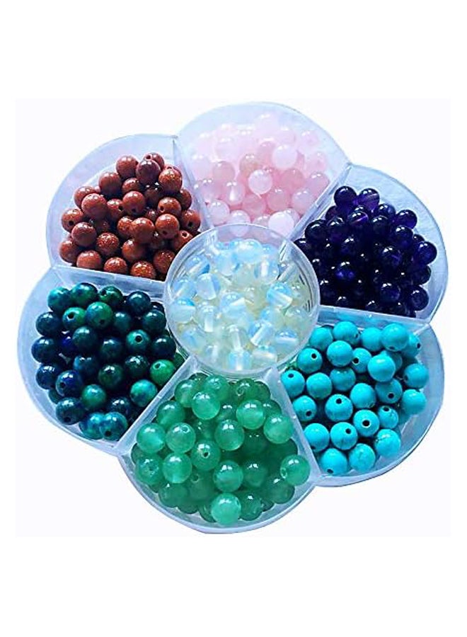 350pcs 6mm Round Natural Stone Beads, Genuine Natural Loose Stone Beads 7mm for DIY Bracelet Necklace Earring Jewelry Making, Packed in Box (7 Items, 6mm)  - Image 1