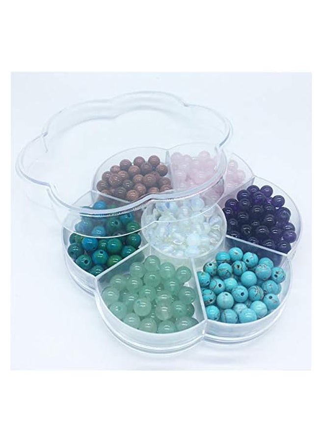 350pcs 6mm Round Natural Stone Beads, Genuine Natural Loose Stone Beads 7mm for DIY Bracelet Necklace Earring Jewelry Making, Packed in Box (7 Items, 6mm)  - Image 4