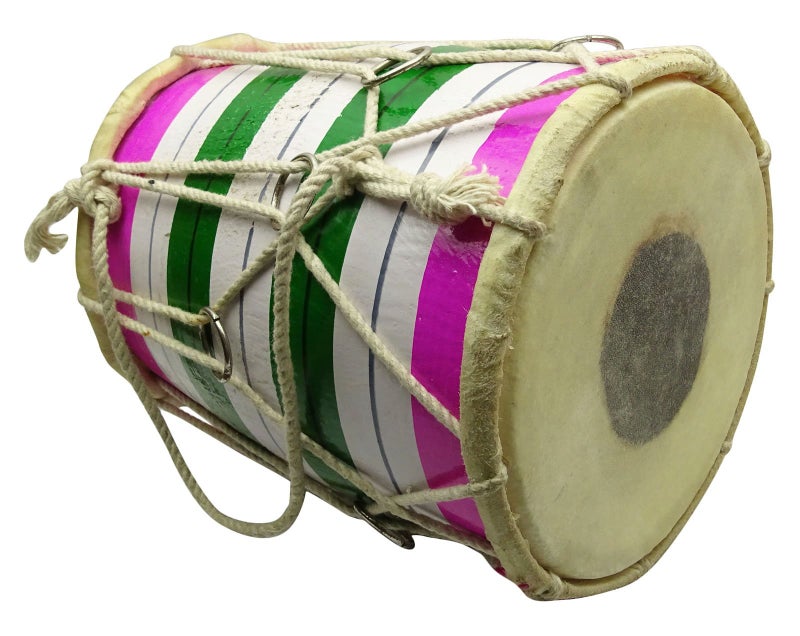 Trading Dukan Handmade Indian Wooden Multi-Color Mini Dholak For Kids - 7.5 Inches - Image 3