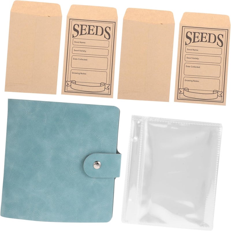 Green Plant Album Set With Clear Envelopes And Pockets For Garden Storage Binder - Image 1
