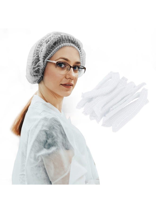 Wecolor 100 Pack 21" Disposable Nonwoven Bouffant Caps Hair Net for Hospital Salon Spa Catering and Dust-Free Workspace (White) - Image 1