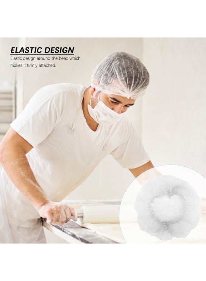 Wecolor 100 Pack 21" Disposable Nonwoven Bouffant Caps Hair Net for Hospital Salon Spa Catering and Dust-Free Workspace (White) - Image 3