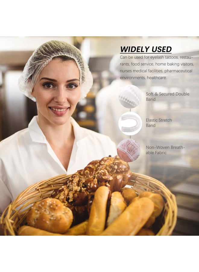 Wecolor 100 Pack 21" Disposable Nonwoven Bouffant Caps Hair Net for Hospital Salon Spa Catering and Dust-Free Workspace (White) - Image 5