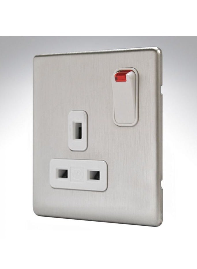 ام كي فيش مفرد مقبس مفرد MK Aspect مع نيون من الفولاذ المقاوم للصدأ  MK K24657BSSW  مع ليد - Image 1