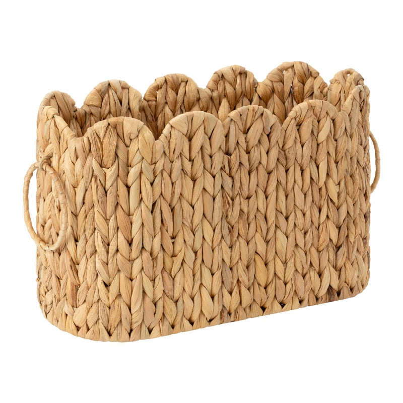 StorageWorks Scalloped Bathroom Toilet Paper Storage Holder, Wicker Toilet Paper Basket for 6 Regular Rolls, Slim Scalloped Basket Organizer with Handles, Water Hyacinth Storage Baskets for Bathroom - Image 1