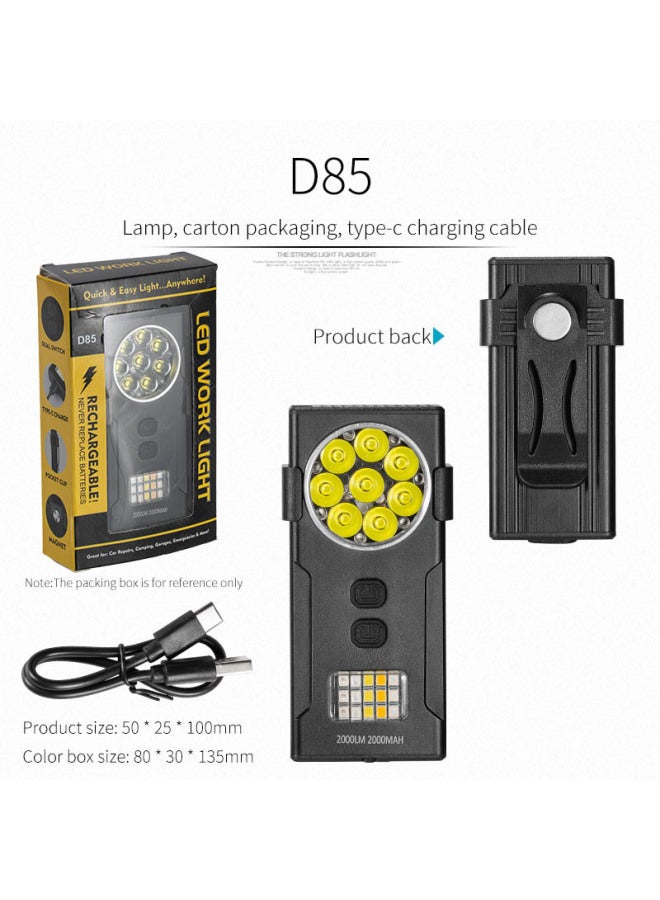 Explosions Strong Magnetic Adsorption Mini Portable Keychain Work Light Type-c Fast Charge XTE * 8 Work Light-Color:D84 Four-eye Flat Work Light  - Image 5