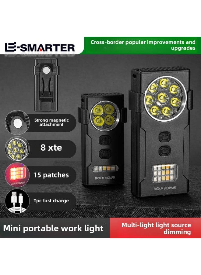 Explosions Strong Magnetic Adsorption Mini Portable Keychain Work Light Type-c Fast Charge XTE * 8 Work Light-Color:D84 Four-eye Flat Work Light  - Image 2