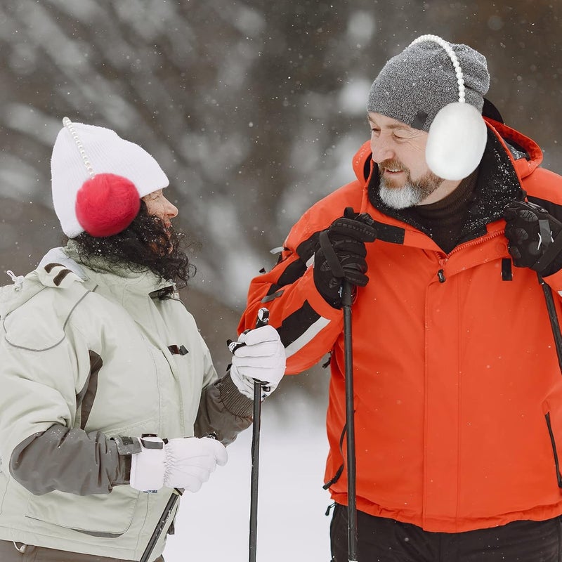 RONRONS Women Soft Plush Earmuffs Outdoor Warmers with Pearl Headband - Image 5