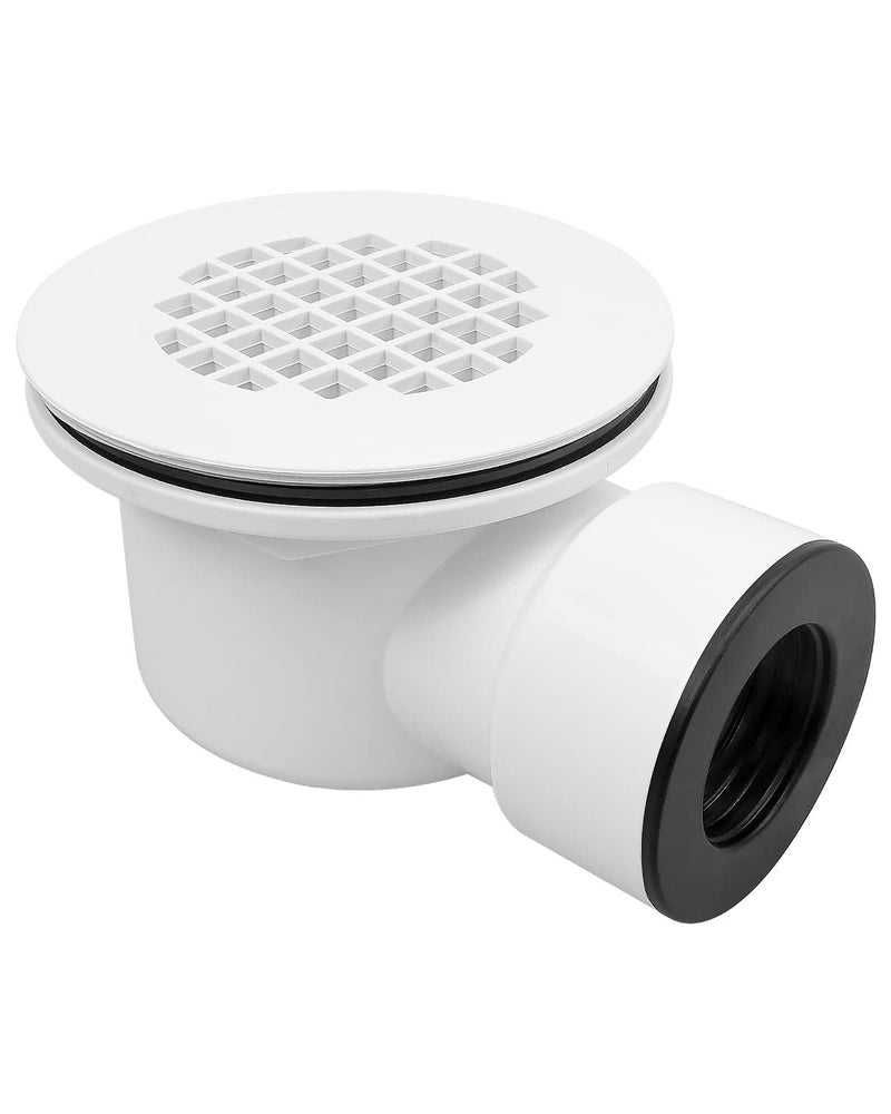 AUGREX Low Profile Shower Drain Base with 112 Reducer Pipe Fitting and Perforated Strainer for 15 inch Side Outlet Drain and Shower Base PVC Drain