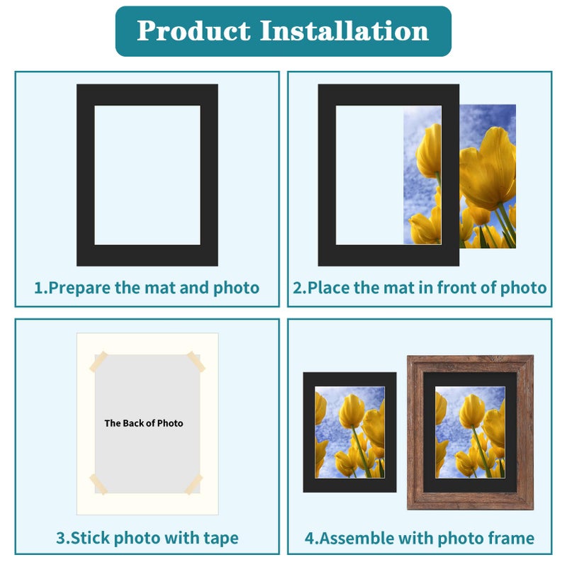 ZBEIVAN 11x14 Black Picture Mats with Core Bevel Cut Frame Mattes for 8.5x11 Pictures - Pack of 5 - Image 4
