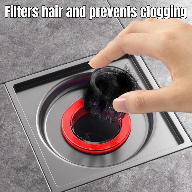 صمام تصريف مغناطيسي - مرشح تلقائي لمنع العودة الرائحة الكريهة، أحمر مقاس 4.3*4.3*4.3سم من مادة ABS والسيليكون، مقاوم للحشرات والشعر لاستخدام في الحمام والمطبخ والغرفة الغسيل - Image 5