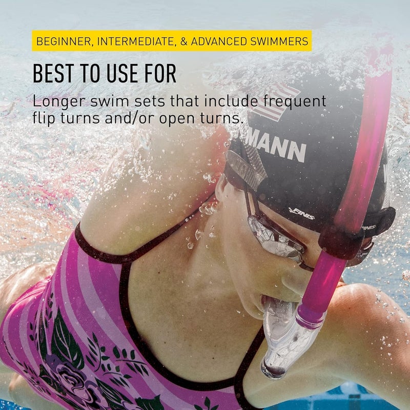 FINIS Original Swimmerâ€™s Snorkel - Center-Mount Design - For Swim Training - Adjustable Fit - Purge Valve - Pink - Adult - Image 5
