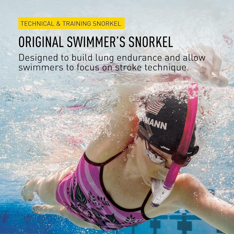FINIS Original Swimmerâ€™s Snorkel - Center-Mount Design - For Swim Training - Adjustable Fit - Purge Valve - Pink - Adult - Image 3