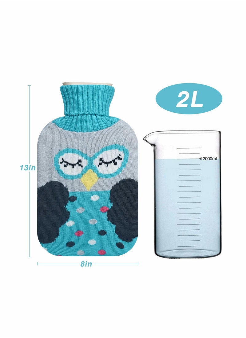 2L Hot Water Bottles with Removable Knitted Cover Washable Comfortable Natural Rubber Warm Bag for Neck Shoulders Back Legs Waist - Image 5