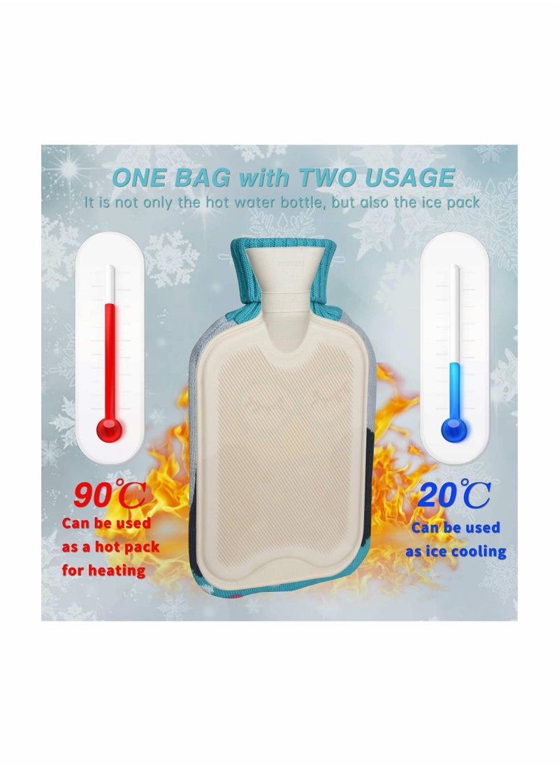 2L Hot Water Bottles with Removable Knitted Cover Washable Comfortable Natural Rubber Warm Bag for Neck Shoulders Back Legs Waist - Image 4