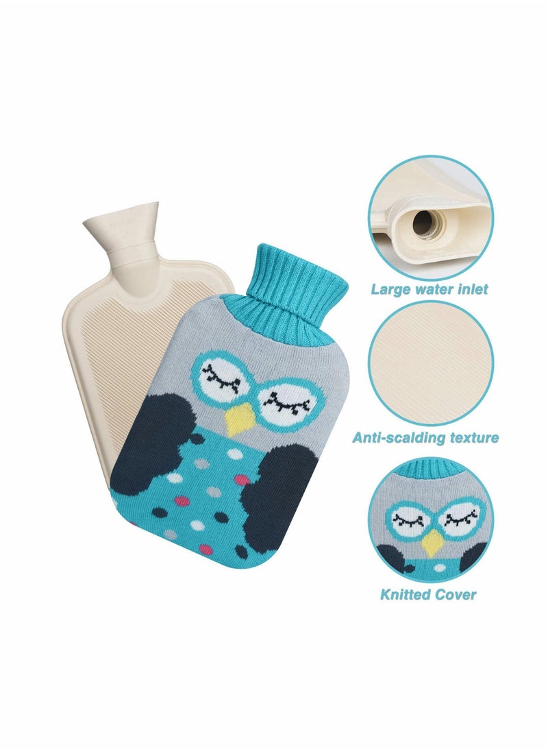 2L Hot Water Bottles with Removable Knitted Cover Washable Comfortable Natural Rubber Warm Bag for Neck Shoulders Back Legs Waist - Image 2