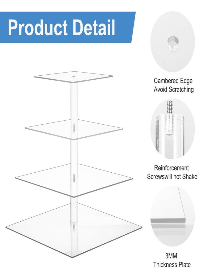 Limbeuuu 2 Pack 4 Tier Acrylic Cupcake Stand for 50 Cupcakes, Large Square Cupcake Tower, Dessert Cup Cake Tier Stand Holder, Clear Tiered Display Tree for Birthday, Wedding, Party DéCor - Image 3