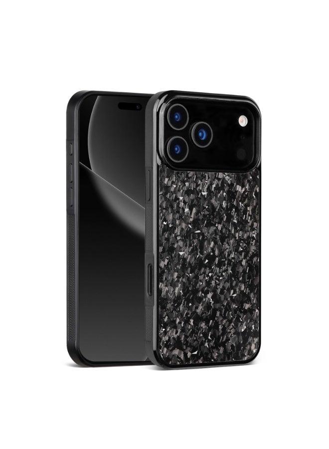 SOLARAE iPhone 17 Pro Max Case Carbon Fiber Black with Silver Crystal Shimmer – Shockproof Slim Fit Protective Cover, Anti-Scratch, Stylish Glossy Finish - Image 2