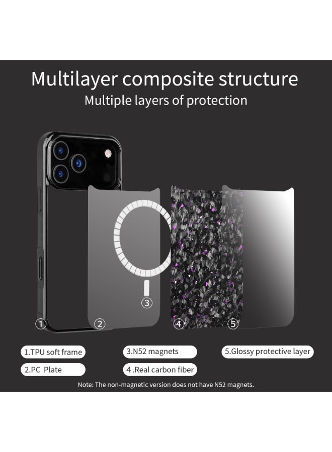 SOLARAE iPhone 17 Pro Max Case Carbon Fiber Black with Silver Crystal Shimmer – Shockproof Slim Fit Protective Cover, Anti-Scratch, Stylish Glossy Finish - Image 3