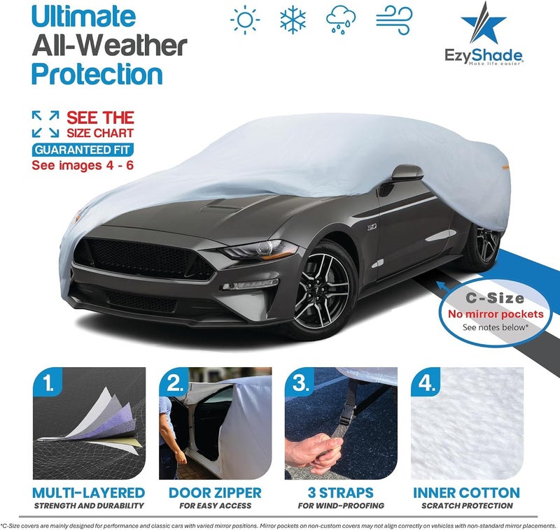 EzyShade 10-Layer SUV Car Cover Waterproof All Weather - Outdoor Full Exterior Cover for Automobiles, Heavy Duty Tarp for Jeep, Rav4, CRV - Image 2