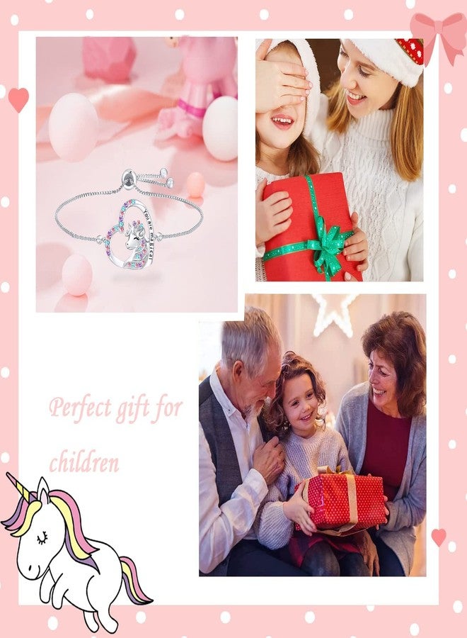 Luckilemon Magical Unicorn Bracelet for Girls Crystal Heart Pendant Bracelet Unicorn Jewelry Gifts for Girls Birthday christmas - Image 5