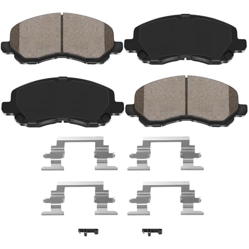 HYFTJYZ Front Ceramic Brake Pads w/Hardware Kit for 2013-2015 Mercedes Benz GLK250 - [2010-2015 GLK350] (HZ866) - Image 1
