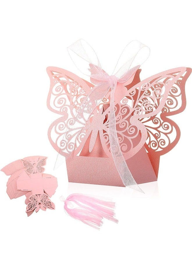 20-Piece erfly Candy Boxes with Ribbons, Cookie Present Boxes Chocolate Box for Wedding Girl Bridal Birthday Party Decoration Supplies (Pink) - Image 3