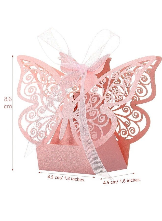 20-Piece erfly Candy Boxes with Ribbons, Cookie Present Boxes Chocolate Box for Wedding Girl Bridal Birthday Party Decoration Supplies (Pink) - Image 2
