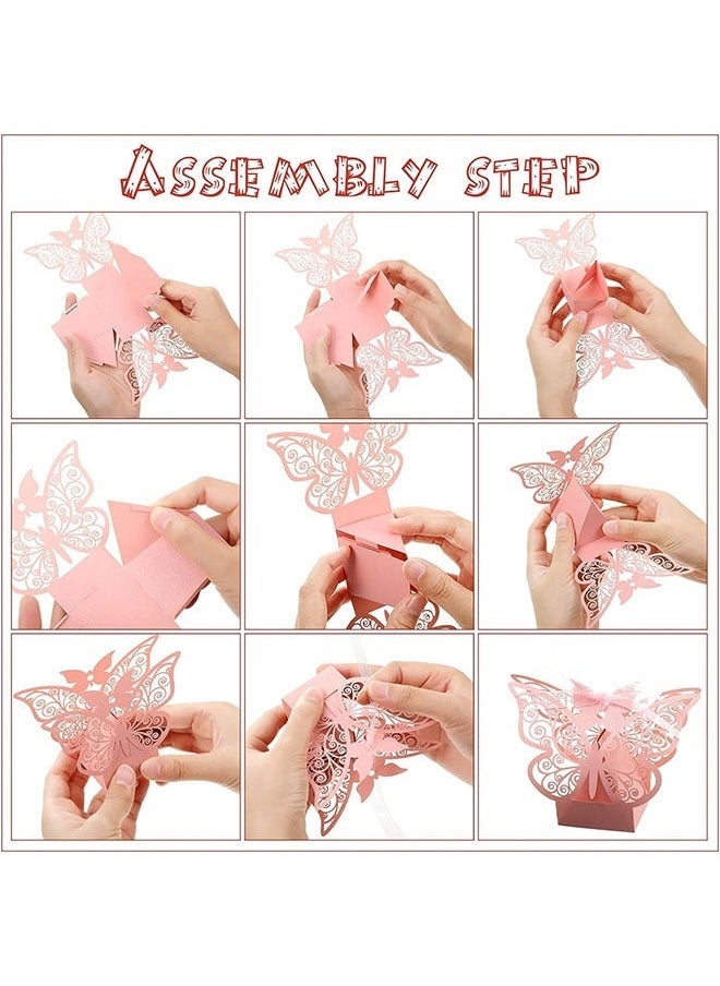 20-Piece erfly Candy Boxes with Ribbons, Cookie Present Boxes Chocolate Box for Wedding Girl Bridal Birthday Party Decoration Supplies (Pink) - Image 4