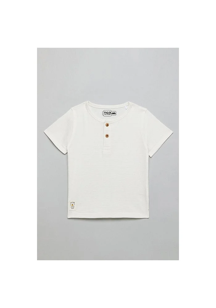 R&b Solid T-shirt with Henley Neck and Short Sleeves